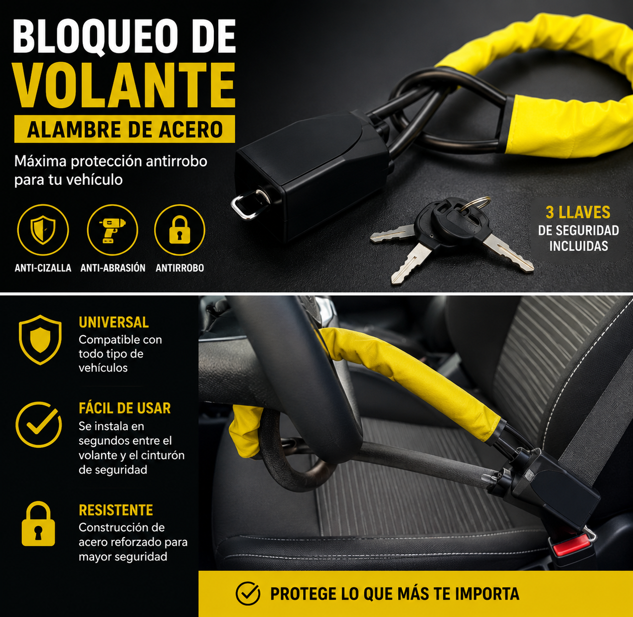 Tranca Volante Al Cinturon De Seguridad